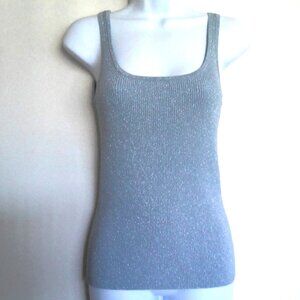 INC International Concepts Top Light Blue Sparkle Stretch Cami Ribbed EUC  Sz  S